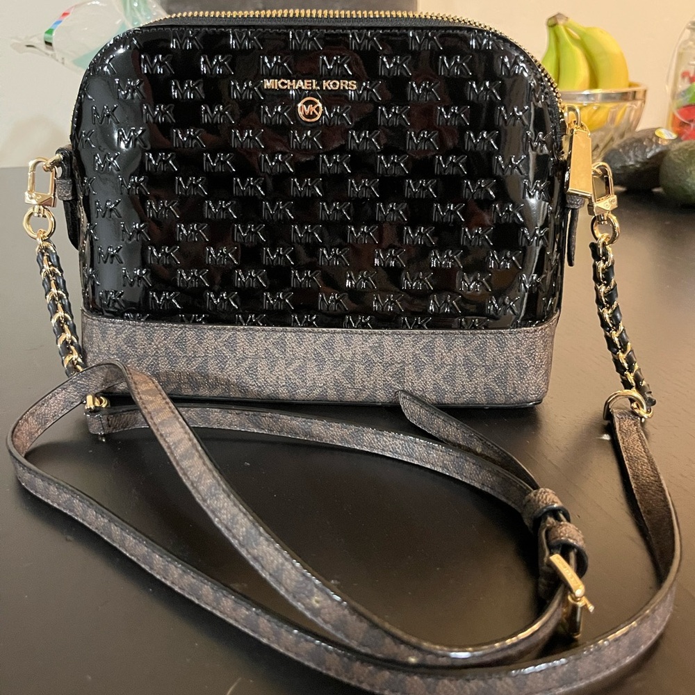 Michael Kors Black and Brown Crossbody Bag
